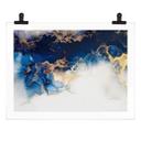 Póster abstracto de mármol con efecto azul y dorado