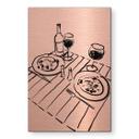 Geborsteld Alu-Dibond met goud-, zilver- & kopereffect - Stilleven diner met wijn - Treechild