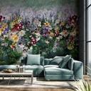 Fototapet Vild blomstereng med blomsterblanding i lilla og creme 2,7 x 2,65 m