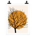 Póster Kubistika - Sol dorado detrás de un árbol