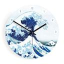 Wanduhr aus Glas - Hokusai - Die große Welle Ø30 cm