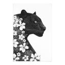 Stofbillede sort panter med hvide blomster - Korenkova