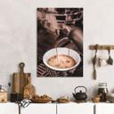 Geborsteld Alu-Dibond met goud-, zilver- & kopereffect - Barista Coffee - Pictufy Studio