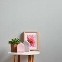 Papel pintado unitario con estructura textil horizontal gris blanco