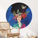 Vinilo decorativo Mujer con colibrí en la noche estrellada - Hülya - Redondo