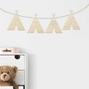 Decoración en madera álamo - tipi cadena de banderines (set de 4) incl. cuerda de algodón