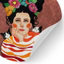 Vinilo decorativo Mujer con corona de flores y gatos - Hülya - Redondo