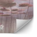 Zelfklevende Keukenachterwand Lotusbloemen met zwaan in water in donkerroze - Ms Tiff