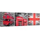 3-delt lærredsprint, London rød