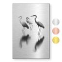Geborsteld Alu-Dibond met goud-, zilver- & kopereffect - Reigers in ochtendmist - Treechild