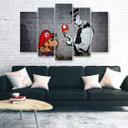 5 stykke lærredstryk, Banksy Mario Graffiti