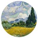 Vinilo decorativo Van Gogh - Campo de trigo con cipreses - Redondo