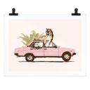 Póster tigre sobre coche rosa - Bodart