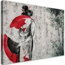 Canvasbillede, japansk geisha med vifte