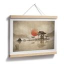 Póster Templo japonés al amanecer - Roze