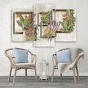 3 stykke lærredsprint, firkantede æsker hylder med blomster