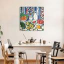 Glasbillede - Frugt og grøntsager på køkkenbordet - Inspireret af Matisse - Zamart