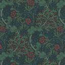 tapet med blomsterranker og blomster grøn rød - non-woven blomstertapet