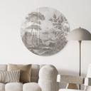 Glasschilderijen Landschap met tuinlandschap in beige - Ms Tiff - Rond