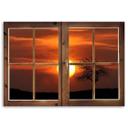 Canvasbillede, Vinduesudsigt, solnedgang