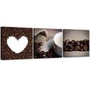 3 stykke lærredsprint, kaffebønnehjerte