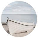 Båd på stranden Wallsticker - Rund
