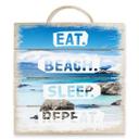 Cuadro de madera Comer. Playa. Dormir. Repetir. - 40x41,5 cm