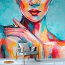 Artistic AcrylicGirl tapet i blå gul - non-woven tapet Designwalls 2 - 2,55 x 3,5 m