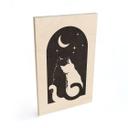 Cuadro de madera de dos gatos a la luz de la luna - Tunaboylu