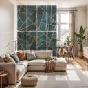 Separador de ambientes, biombo, pantalla de privacidad colgante piedra preciosa verde azul - Fredrik