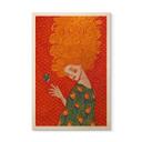 Cuadro de madera colibrí y mujer en luz roja - Hülya