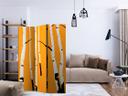 Screen room divider - Birketræer på orange baggrund, 3-delt