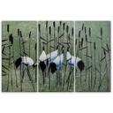 3 stykke lærredsprint, Cranes Birds Water Nature