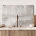 Spatscherm bos bij het meer in beige mist - Ms Tiff