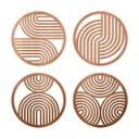 Decoración de madera Boho arco iris - arte geométrico redondo (set de 4) - caoba