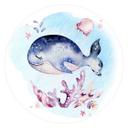 Sticker mural Kvilis - Jeune baleine - Rond