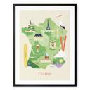 Póster mapa de Francia - Rivers
