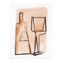 Póster de bodegón abstracto: Botella y copa de vino - Treechild