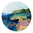 Tableau sur alu-Dibond rond - Goed Blauw - Sous l'eau