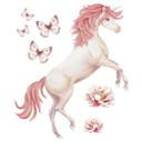 Wallsticker fabelagtig enhjørning med lyserød hale Kikki Belle (7 stk.)
