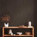 3D træpaneler non-woven tapet - Skandinavisk tapet med lameller af A.S. Creation Brown Black