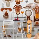 Retro Robot tapet i hvid beige - non-woven tapet Designwalls 2 - 2,55 x 3,5 m