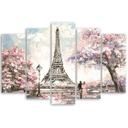 5 stykke lærred print Eiffeltårnet Pastel Pink