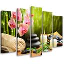 5 stykke lærred print Zen Spa Stones blomster