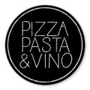 Glasschilderij Rond Pizza Pasta & Vino - zwart