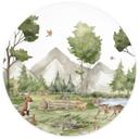 Tapet cirkel Oliver Robins - Cute Forest Animals - vliesetapet/selvklæbende non-woven tapet
