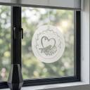 Akrylbillede, vinduesbillede til at hænge op Fugl i et blomsterhjerte - rund