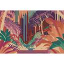 Art Deco jungle 3D fototapet - pragtfulde farver i retrostil non-woven tapet