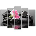 5 stykke lærredstryk Stones Flower Zen Spa