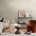 Bladtapet creme beige - subtilt tapet med mønster med bambuslook - Ikke-vævet tapet